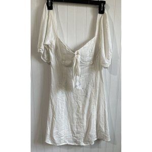 Lulus Dress Womens Small‎ White Built In Bra Mini Smocked Off The Shoulders